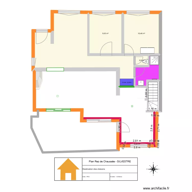C&egrave;dres plan electricit&eacute;. Plan de 7  et 49 m²
