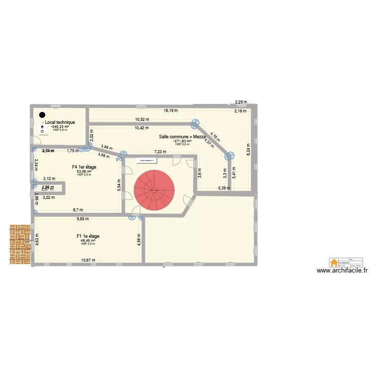 Le Rizac 1er etage - 3&egrave; version. Plan de 