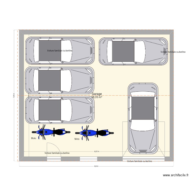 Garage. Plan de 1 pièce et 58 m2