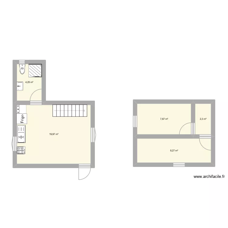 maison sans meuble. Plan de 5  et 42 m²