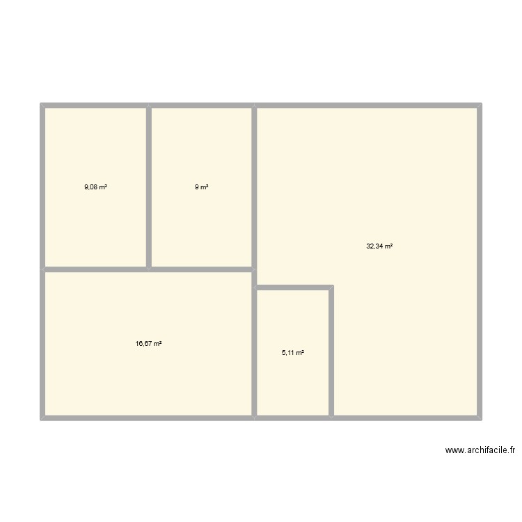 pont 1. Plan de 5 pièces et 72 m2