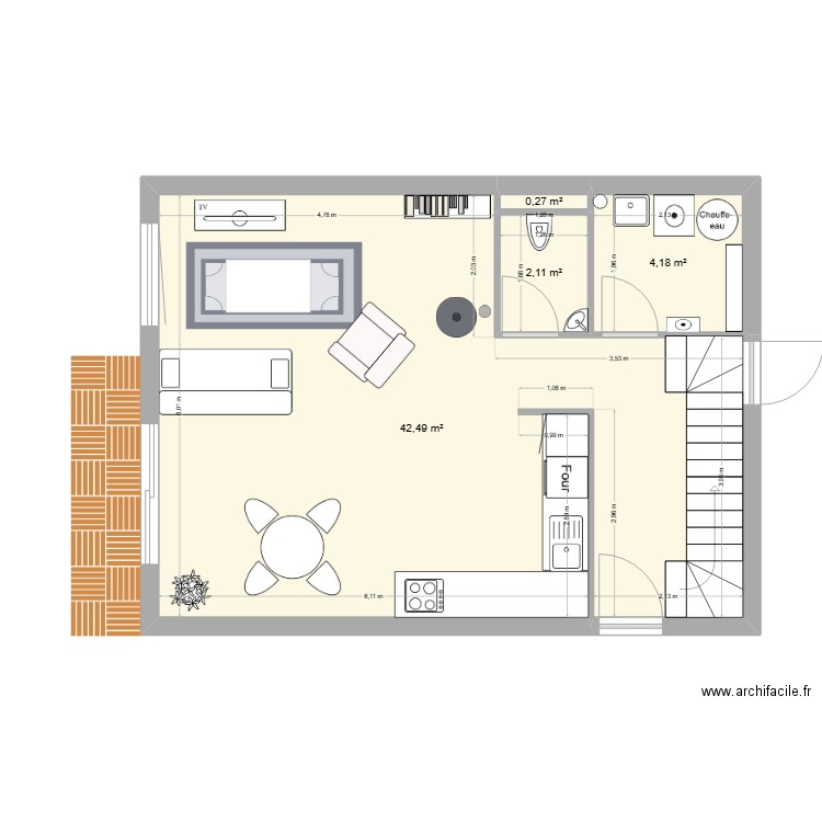 simon. Plan de 4 pièces et 49 m2