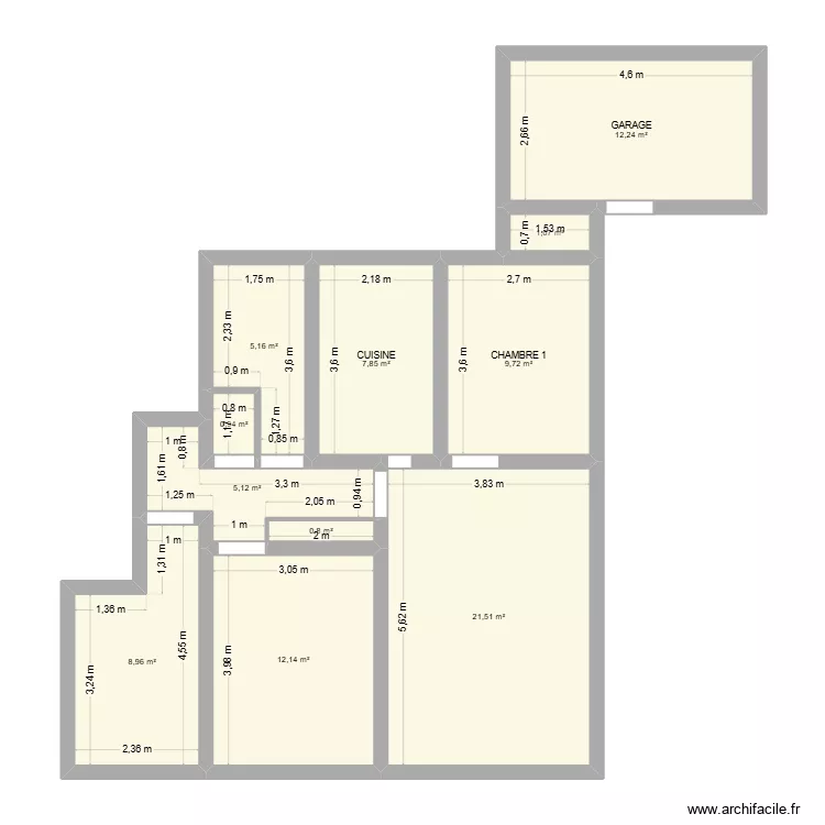 maison 2. Plan de 11 pièces et 89 m²