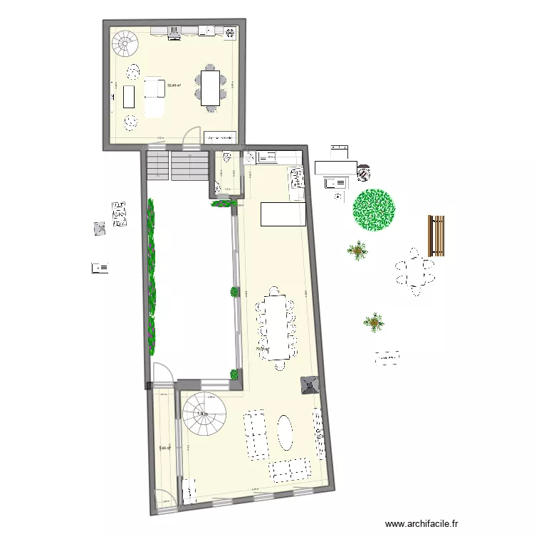 25Sables RDC 1. Plan de 3  et 108 m²