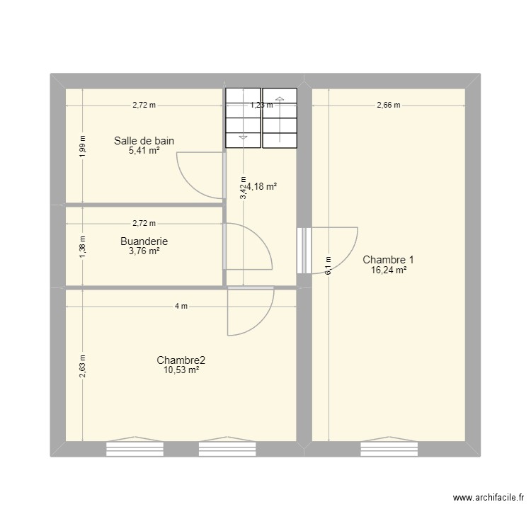 1er Vasteville. Plan de 5 pièces et 40 m2