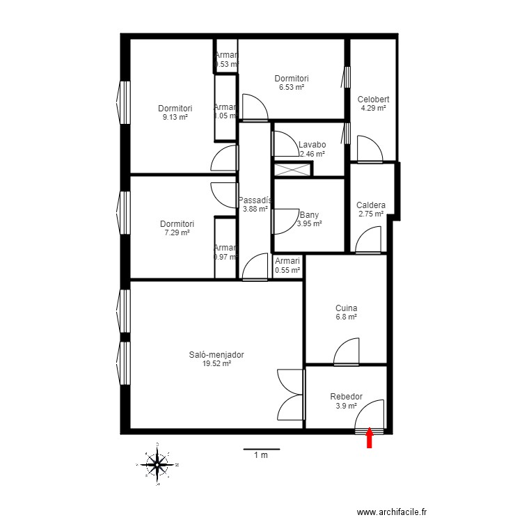 ed. rosell escala b 1-b. encamp. Plan de 17 pièces et 81 m2