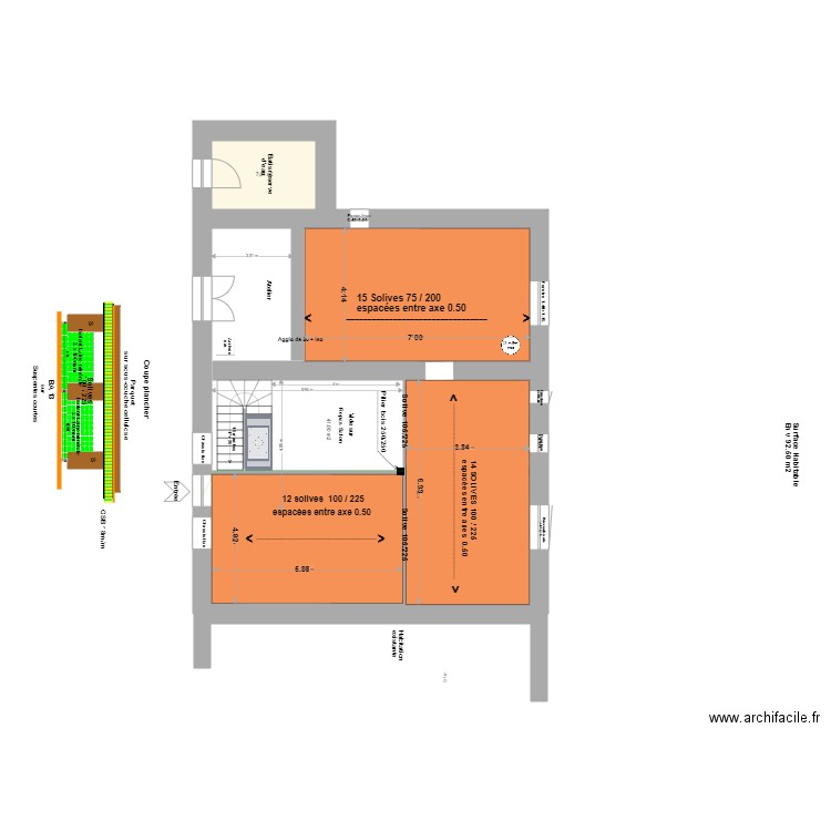 Loft Agrandissement Plancher.+ Coupe +1m. Plan de 0 pièce et 0 m2