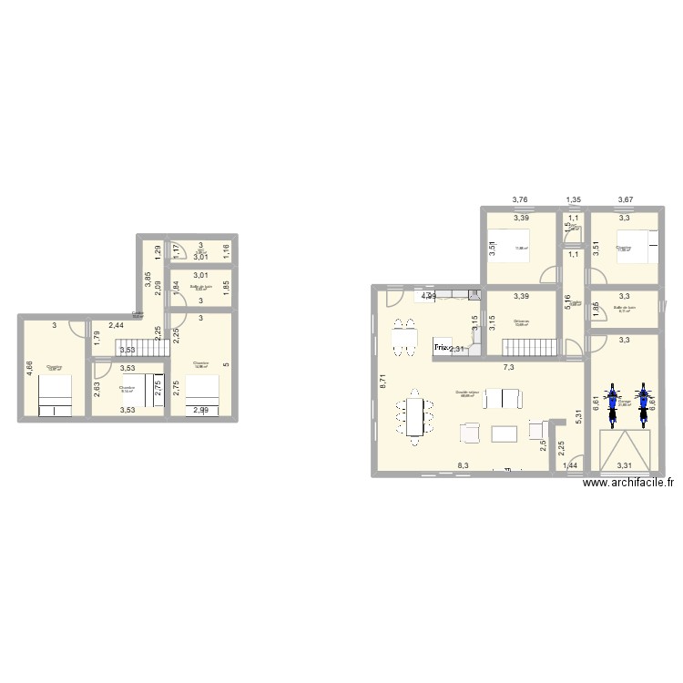 JD v2 rdc. Plan de 14 pièces et 196 m2