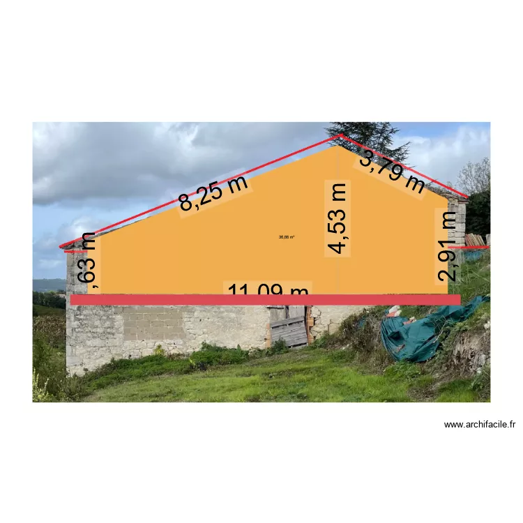 FACADE EST GRANGE. Plan de 