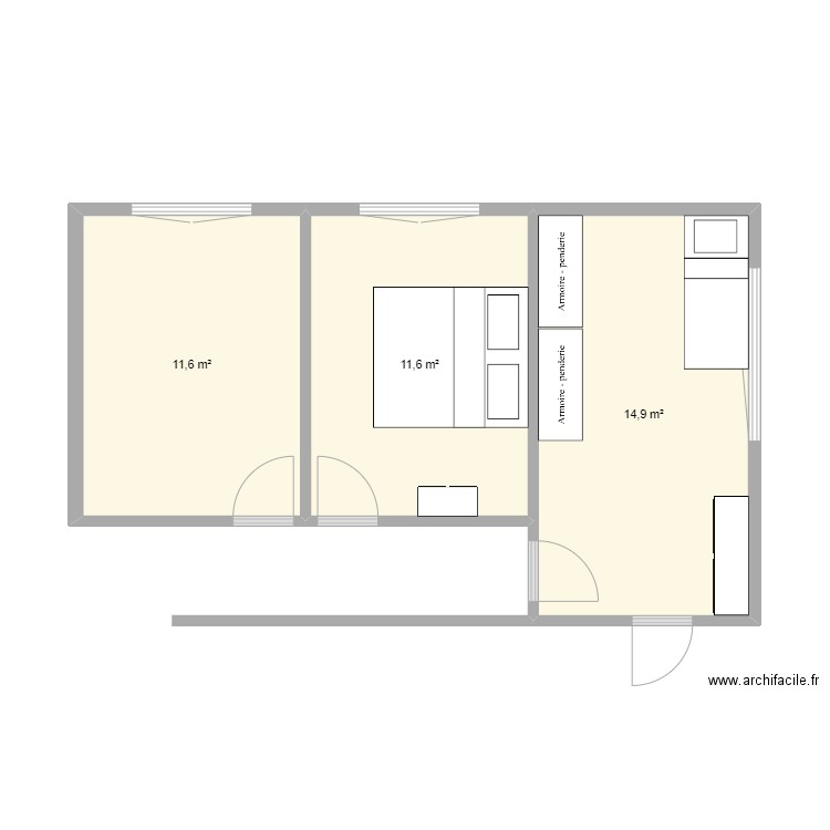 Chambre 1-2-3 actuel. Plan de 0 pièce et 0 m2