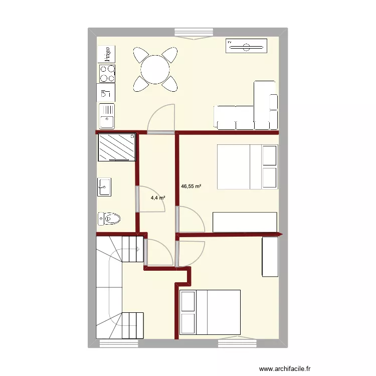 plan Didier. Plan de 2 pièces et 51 m² plan Didier. Plan de 2 pièces et 51 m²