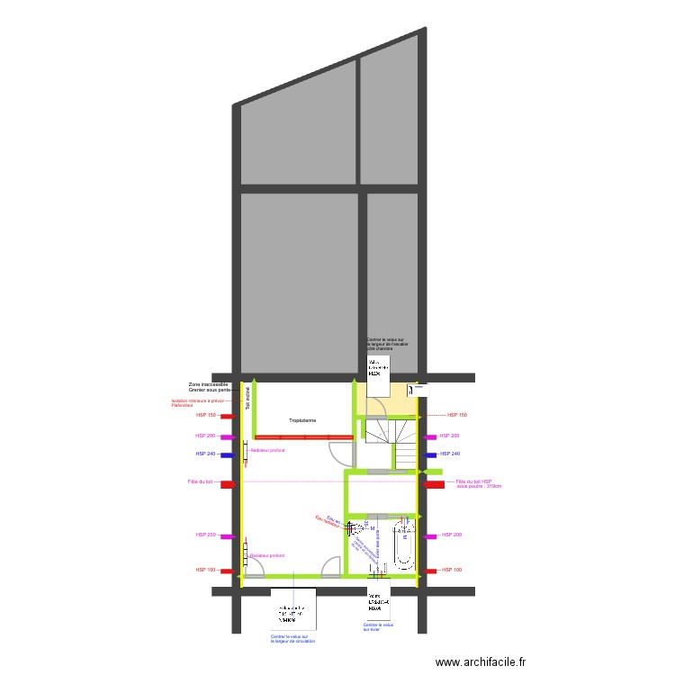 BAUCQ 77 4e étage Eau Chauffage. Plan de 11 pièces et 91 m2