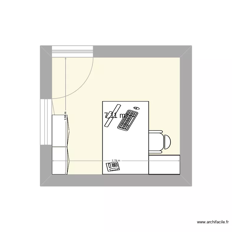 bureau AMPC. Plan de 1  et 7 m²