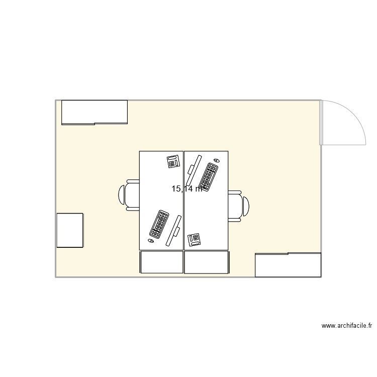 Bureau 1. Plan de 1 pièce et 15 m2