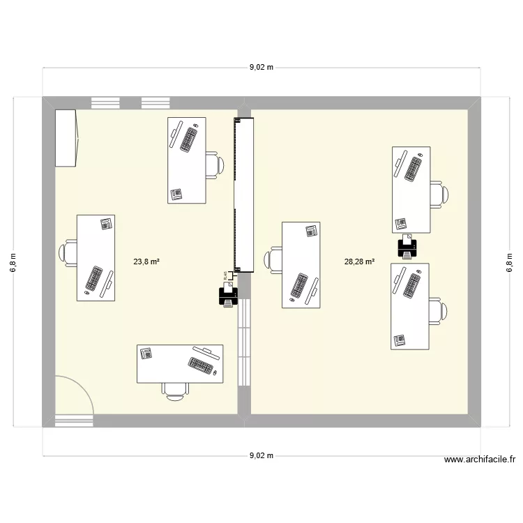 Bureau VJC. Plan de 2 Pièces et 52 m²