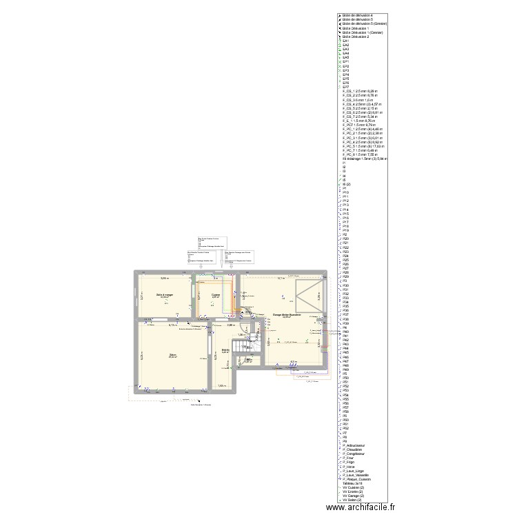 Plan Electrique Initial. Plan de 17 pièces et 205 m2