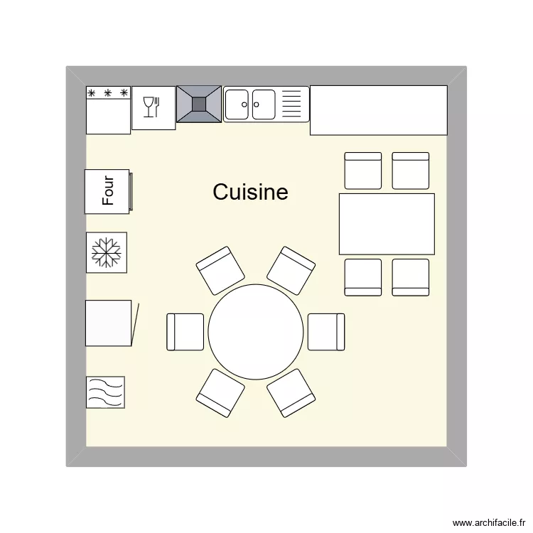 Symbole Cuisine. Plan de 1 Pièce et 23 m²