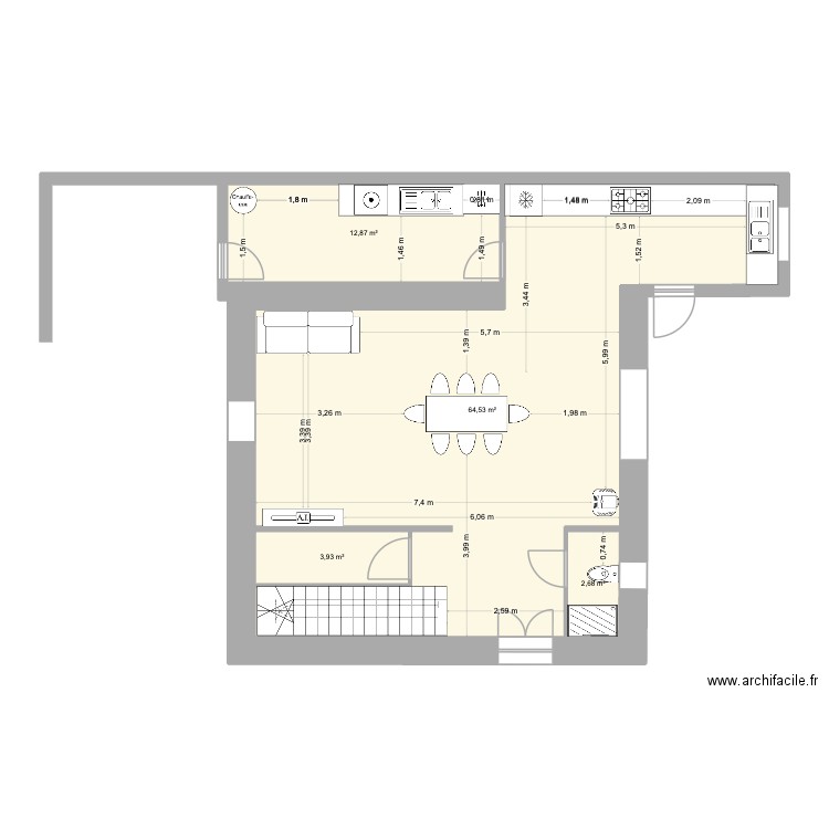 Plan Besseges X. Plan de 4 pièces et 84 m2