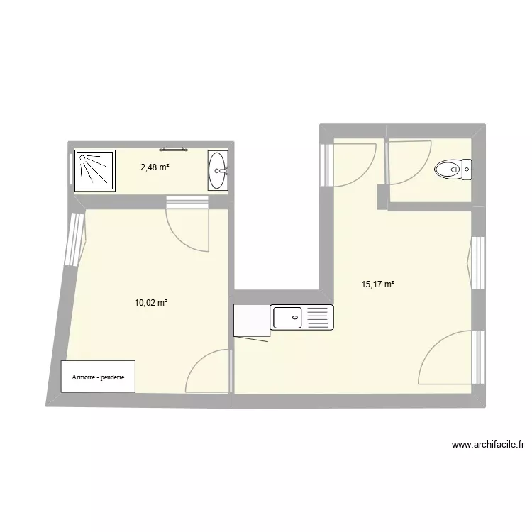 T2 RDC Imm. Plan de 3 Pièces et 28 m²
