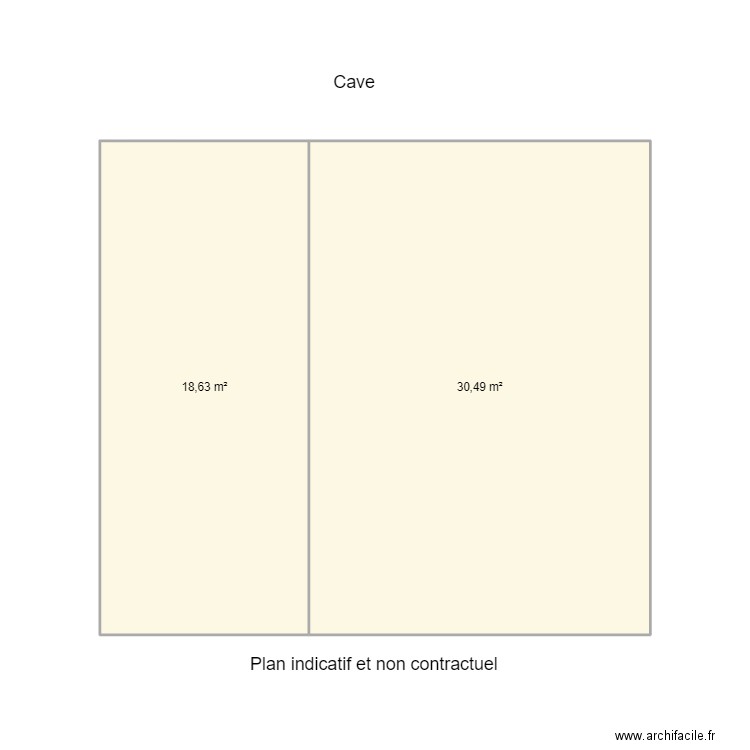 cave. Plan de 2 pièces et 49 m2