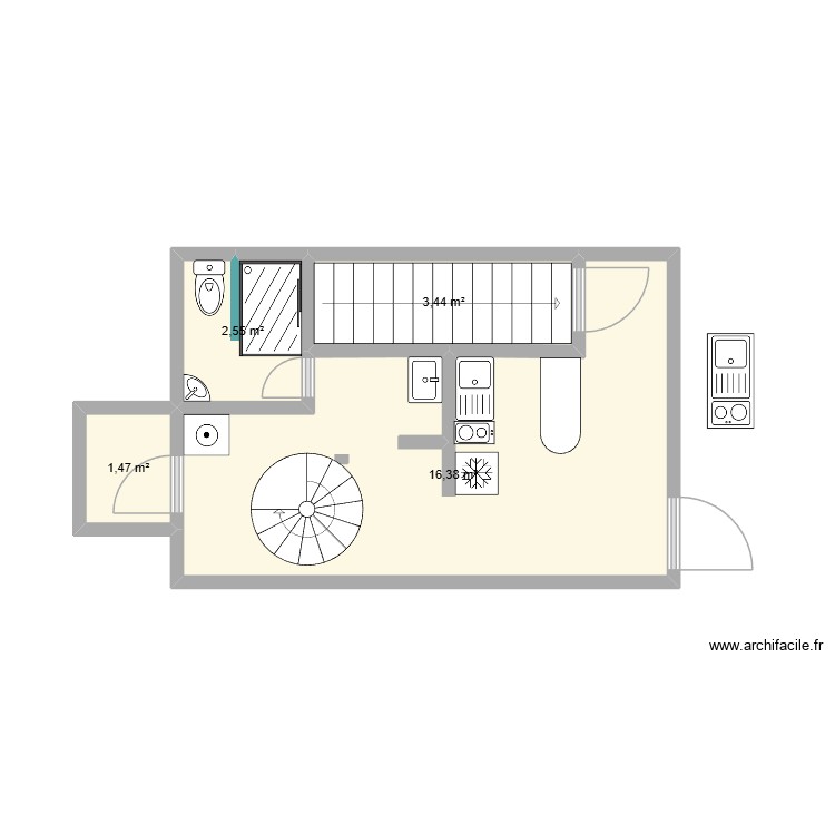 plan surface SDB equiper. Plan de 0 pièce et 0 m2