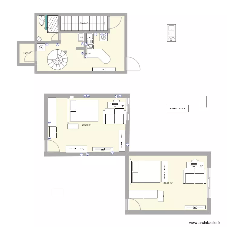 plan surface SDB equiper. Plan de plan surface SDB equiper. Plan de