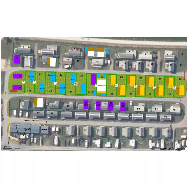 Implantation des Fourreaux. Plan de 