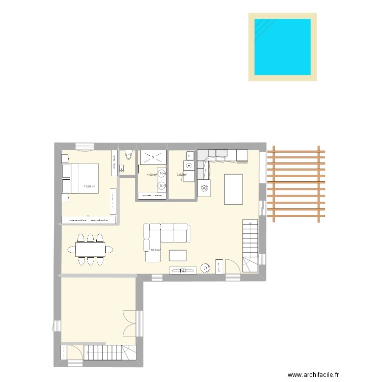 MAison. Plan de 22 pièces et 262 m2