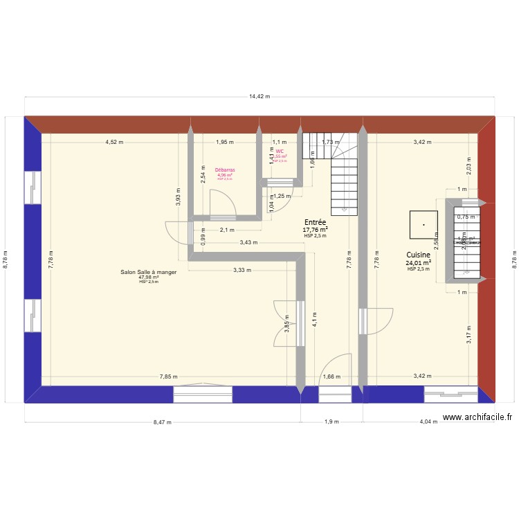 SM-260825 bis. Plan de 14 pièces et 176 m2