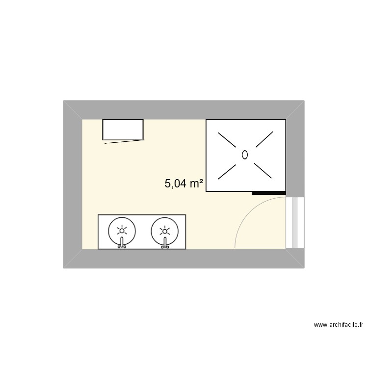 sdb. Plan de 1 pièce et 5 m2