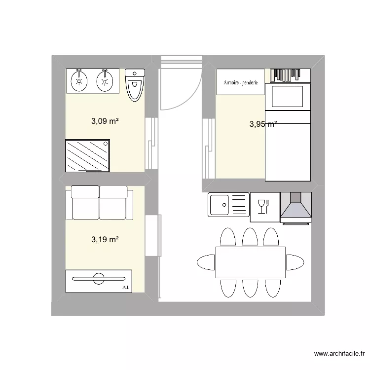 Vrgtby. Plan de 3  et 10 m²