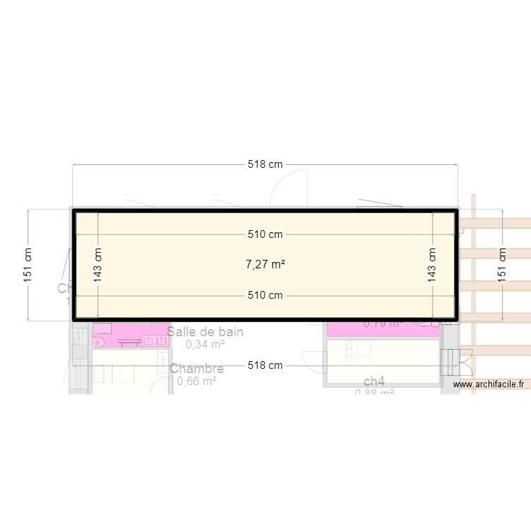 La Grande montée etage. Plan de 12 pièces et 28 m2