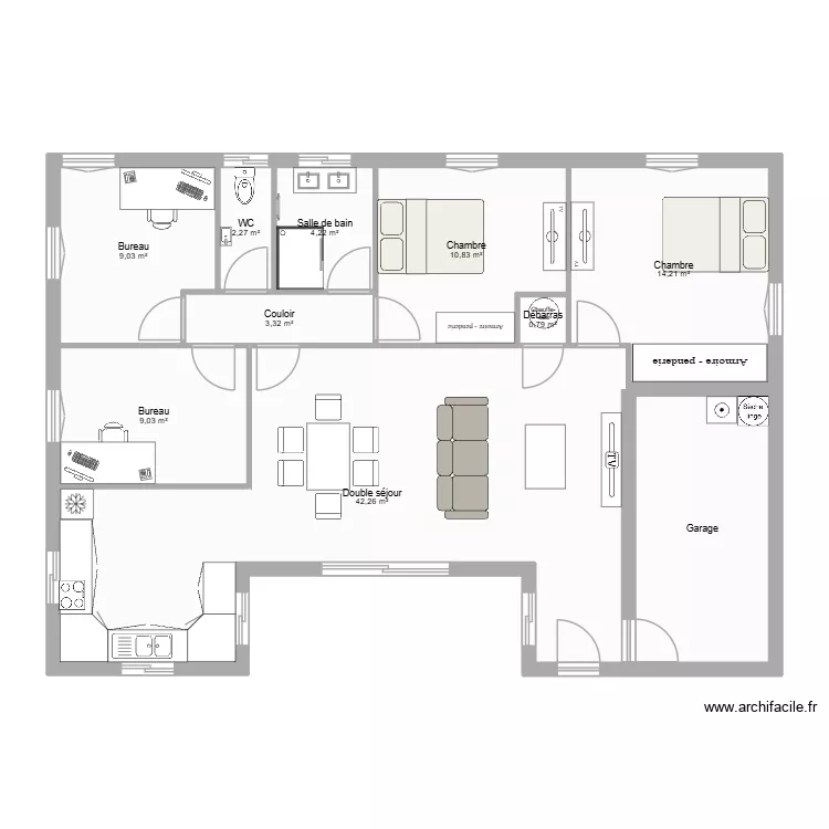 Plan L&eacute;o et Alex 2. Plan de 10  et 108 m²