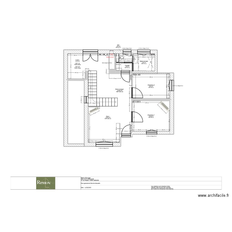 Plan agencement LEPAILLEUR - Cabourg v2. Plan de 5 pièces et 24 m2