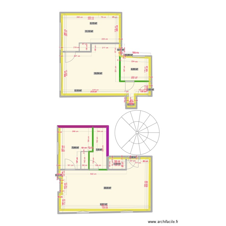 19 TIVOLI Entresol PLATRERIE V3. Plan de 16 pièces et 70 m2