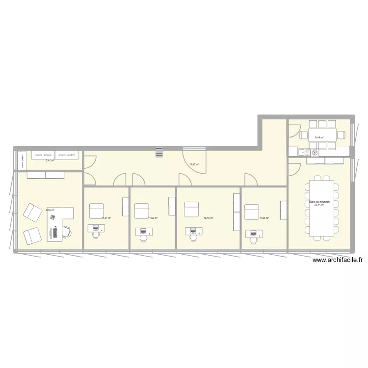bureau colomiers. Plan de 9 Pièces et 143 m²