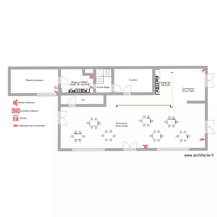 TABAC CAFE DE LA COTE plan alarme. Plan de 