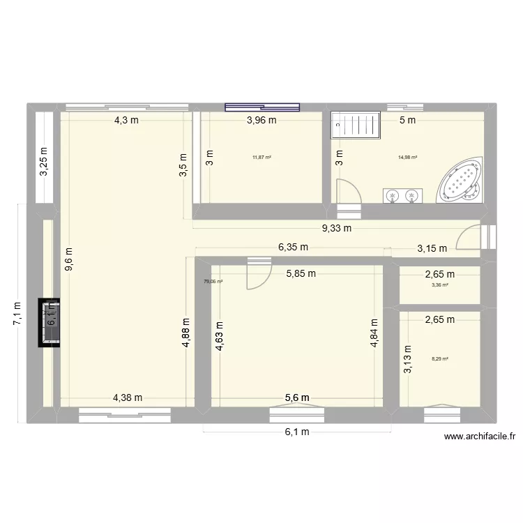 mouillere nouveau plan. Plan de 6  et 120 m²
