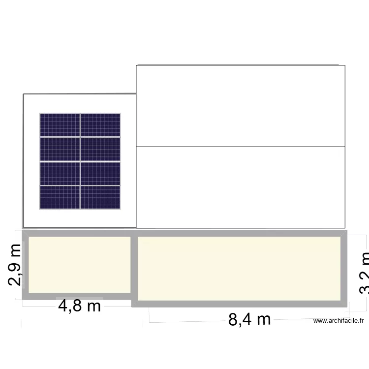 extension garage. Plan de 4  et 107 m²
