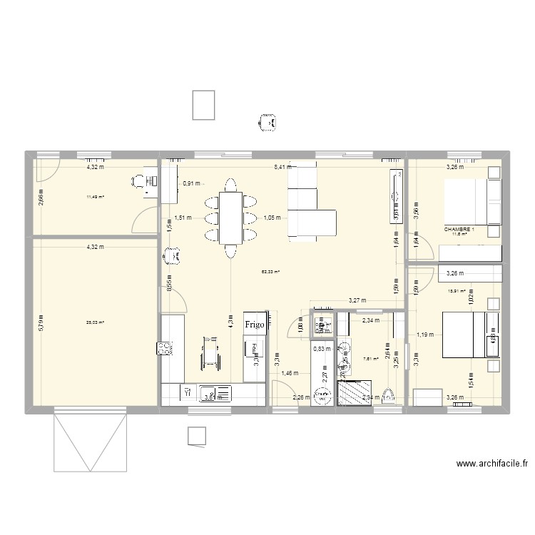 PLAN MAISON 3. Plan de 7 pièces et 135 m2
