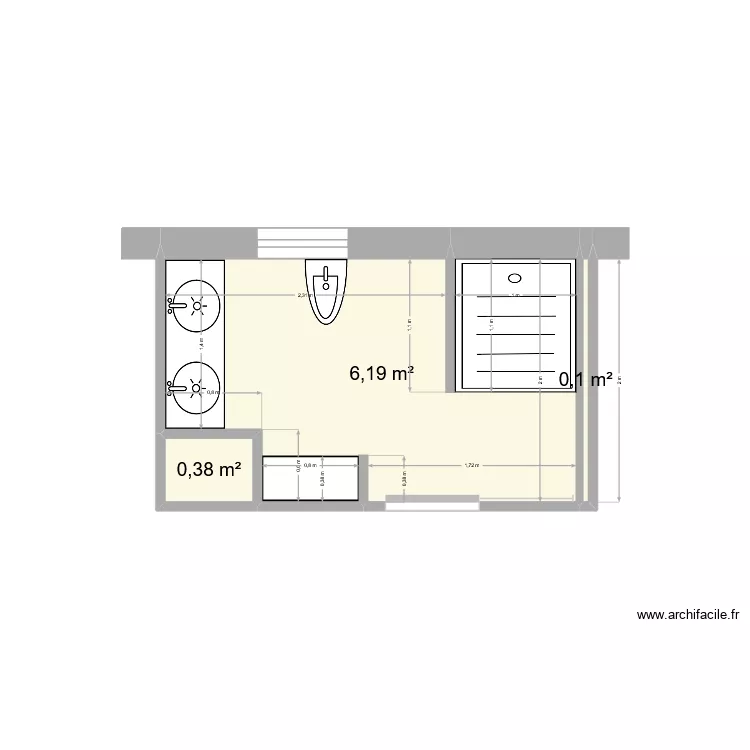 badets tyrosse. Plan de 3  et 7 m²