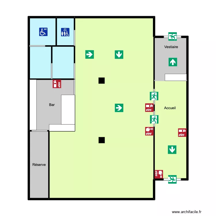 Plan d\'&eacute;vacuation Le Platinium. Plan de 9  et 91 m²