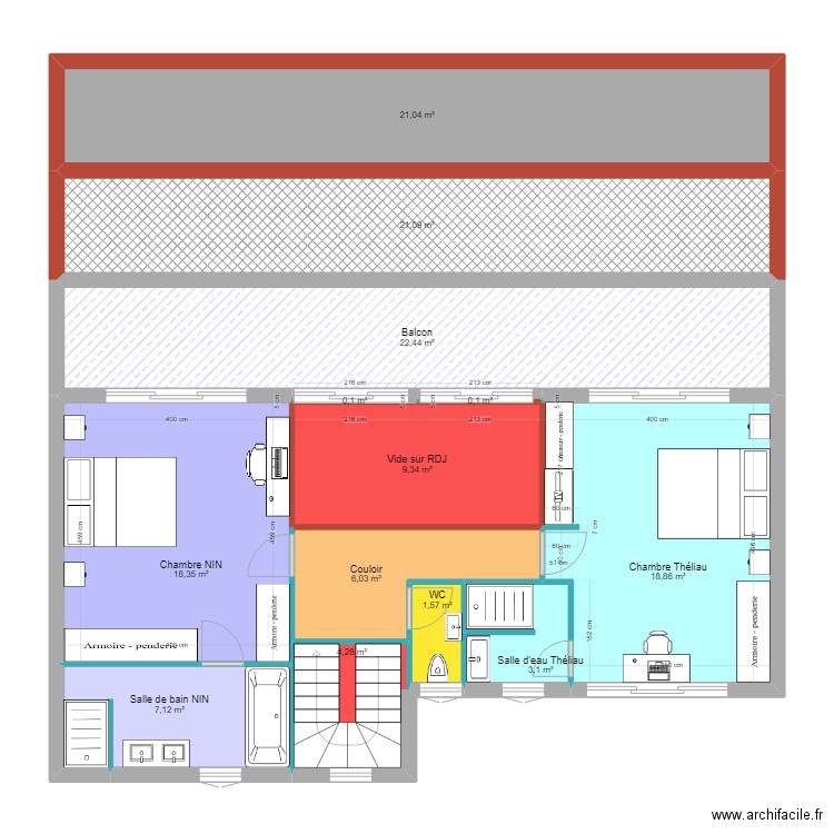 BOUTEAU R+1 V4. Plan de 13 pièces et 133 m2