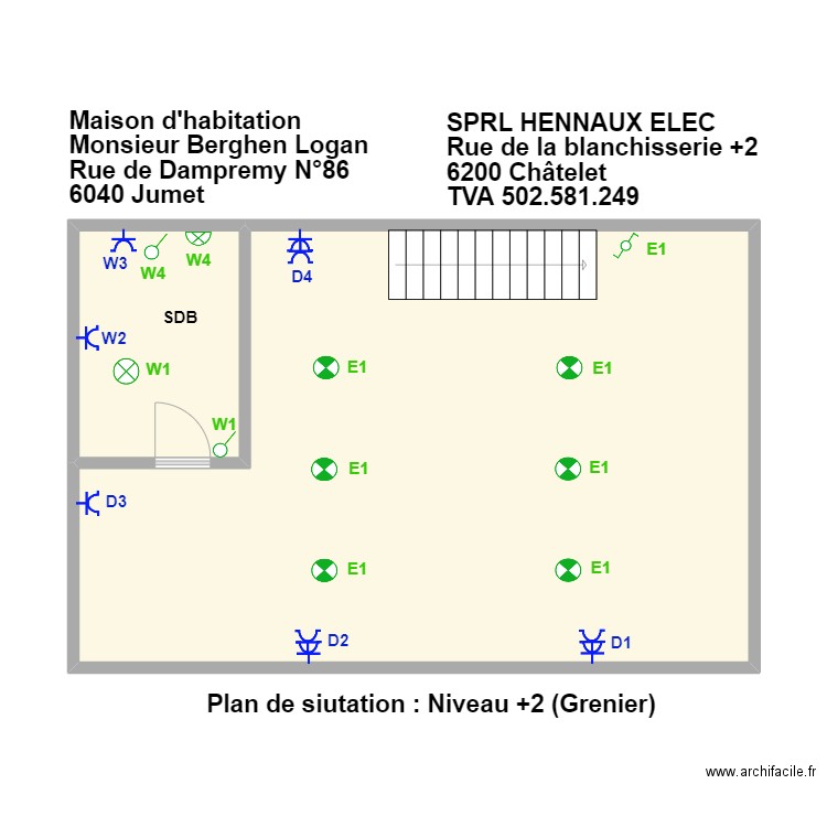 Logan +2. Plan de 2 pièces et 60 m2