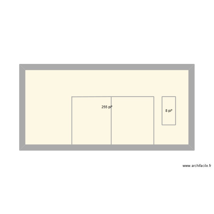 façade. Plan de 2 pièces et 25 m2