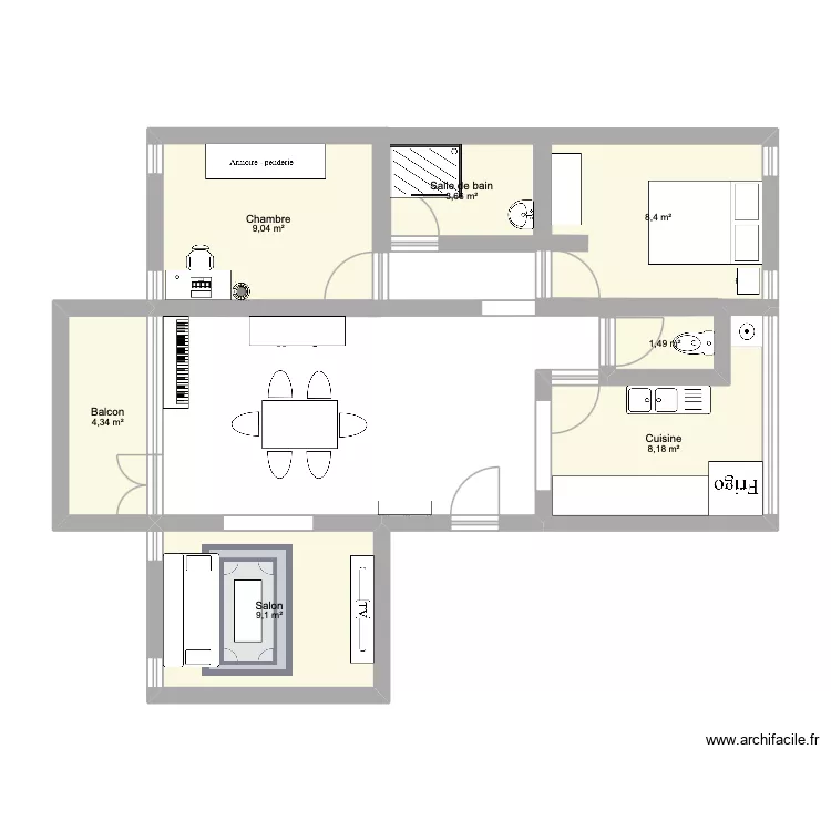 APPARTEMENT. Plan de 7  et 44 m²