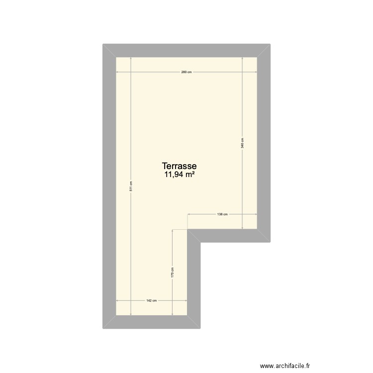 terrasse Berck. Plan de 1 pièce et 12 m2