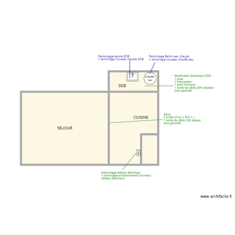 DELABRUYERE. Plan de 8 pièces et 48 m2