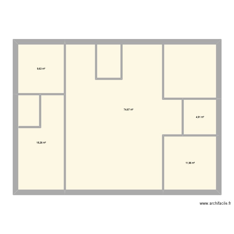 plein pied 122 m2. Plan de 5 pièces et 119 m2