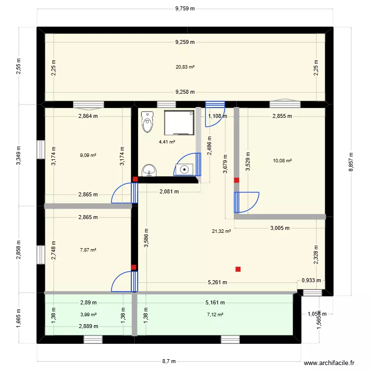 EUDARIC  rdj 2. Plan de 8  et 85 m²